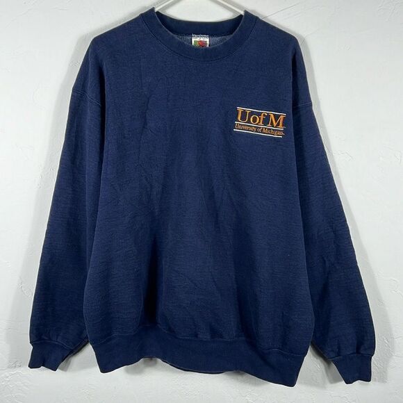 🏈Vintage 90’s UNIVERSITY MICHIGAN WOLVERINES Heavy Crewneck Sweatshirt XL - EUC - Picture 1 of 7